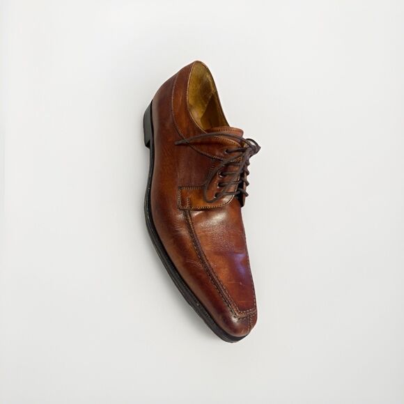 MEZLAN MENS SOLID COGNAC BROWN LACE-UP OXFORD TOE LEATHER DRESS SHOES-9.5 M